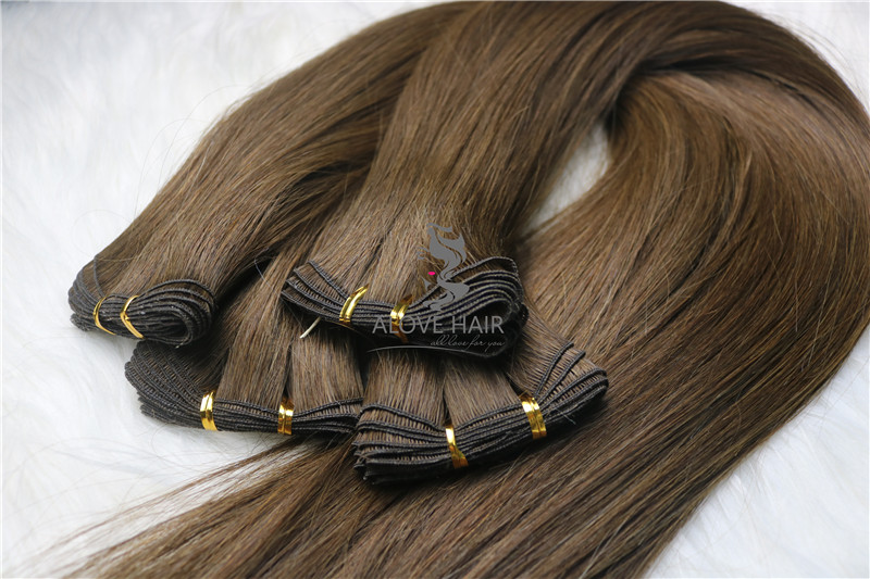 Hand sewn weft hair extensions cuticle hair weave Alove Hair